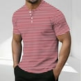 thumbnail image 1 of COSFO Short Sleeve Mens Shirts Casual Henley Tops Button Striped Loose Pullover Mens Graphic Tees, 1 of 5