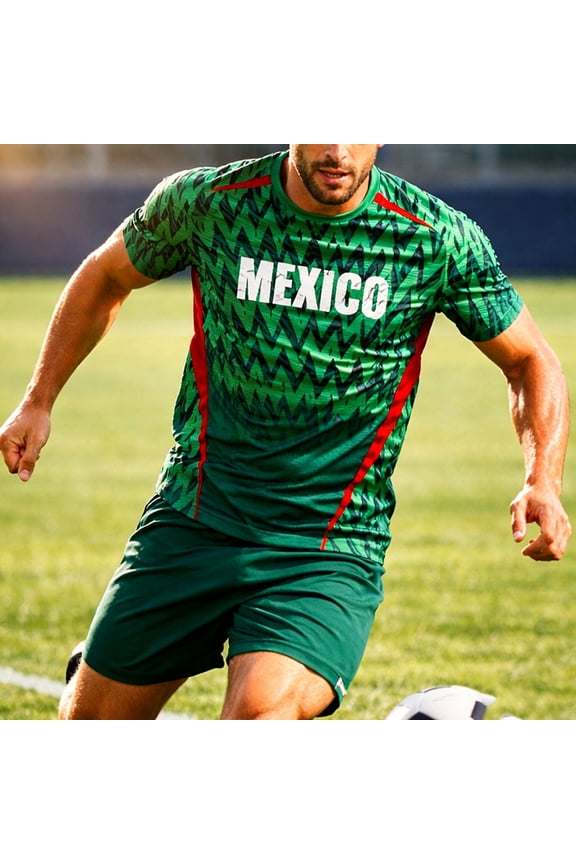 Football Mens Tshirts Short Sleeve Mexico Mesh Graphic Tees Breathable Loose Fit Pullover Patriotic Crew Neck Tops