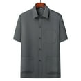 thumbnail image 1 of COSFO Short Sleeve Mens Shirts Collared Solid Casual Button Down Shirts Multi Pockets Loose Men's Tops, 1 of 7