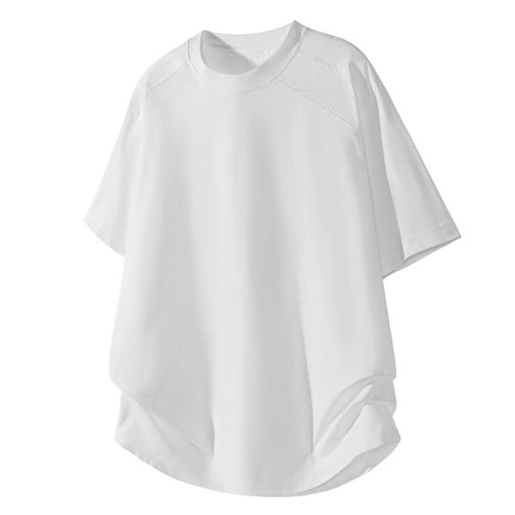 COSFO Short Sleeve Mens Shirts White Mesh Workout Classic T-Shirt Summer Loose Fit Quick Dry Crew Neck Pullover Tops