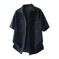 thumbnail image 1 of COSFO Short Sleeve Mens Summer Denim Shirts Casual Collared Tops Button-Up Shirts Regular Fit with Pocket Solid Mens Shirt, 1 of 5