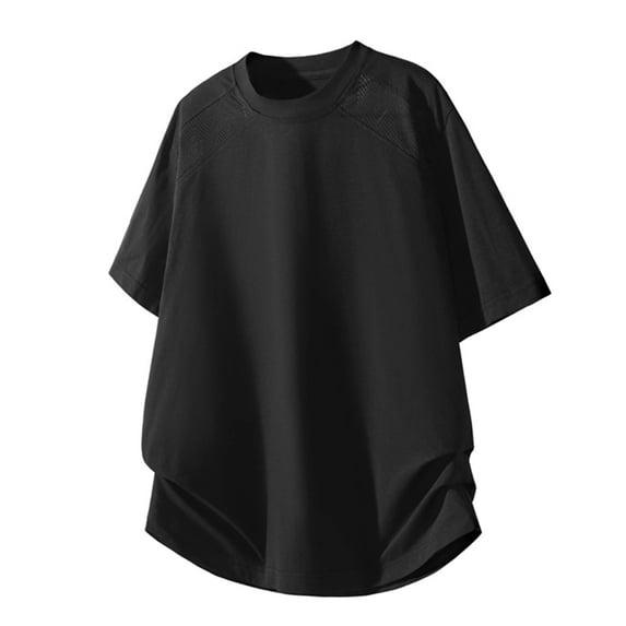 COSFO Short Sleeve Oversized Tshirts for Men Workout Black Mesh Classic T-Shirt Summer Pullover Crew Neck Loose Fit Quick Dry Tops