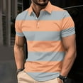 thumbnail image 1 of COSFO Short Sleeve Polo Shirts for Men Collared Striped Pullover Casual Tops Loose Button Graphic Tees, 1 of 5