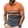 thumbnail image 1 of COSFO Short Sleeve Polo Shirts for Men Mesh Summer Striped Graphic Tees Pullover Slim Fit Performance Moisture Wicking Collared Tops, 1 of 6