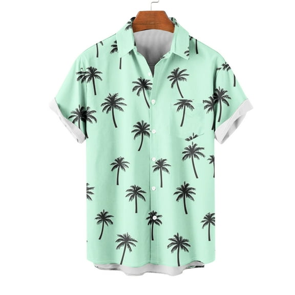 COSFO Short Sleeve Shirts for Men Casual Collared Hawaiian Tops Loose with Pocket Button Down Shirts