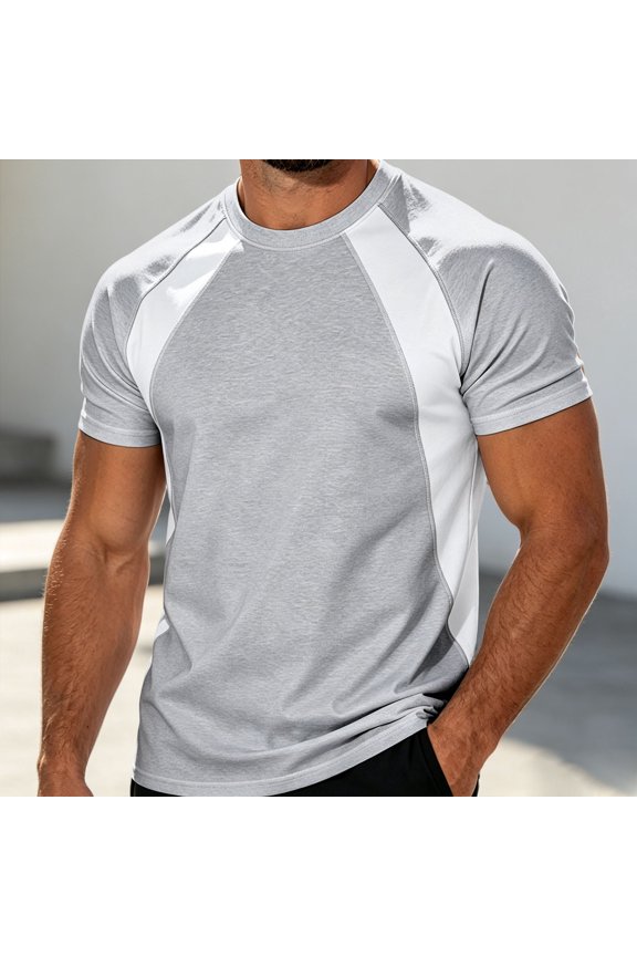Short Sleeve T Shirts Men Cotton Dry Fit Athletic Undershirts Performance Crew Neck Moisture Wicking Classic Fit Solid Mens Shirts S