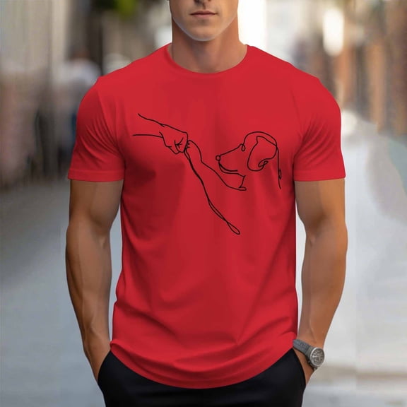 COSFO Short Sleeve T Shirts for Man Funny Dog Crew Neck Basic Tops Classic Fit Breathable Pullover Mens Graphic Tees