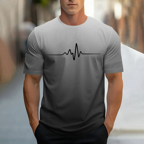 COSFO Short Sleeve Tshirts Shirts for Men Casual Workout Gradient Tops Summer Pullover Loose Crew Neck Graphic Tees