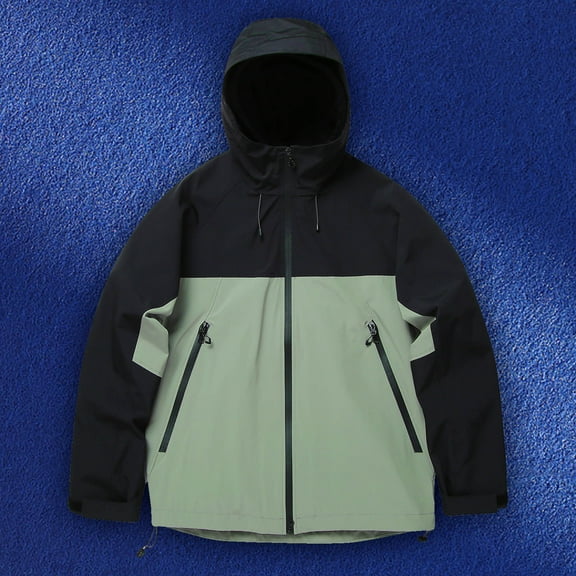 COSFO Solid Jacket for Men Hooded Zip Up Windbreaker Loose Casual Long Sleeve with Pockets Hiking Men Coats