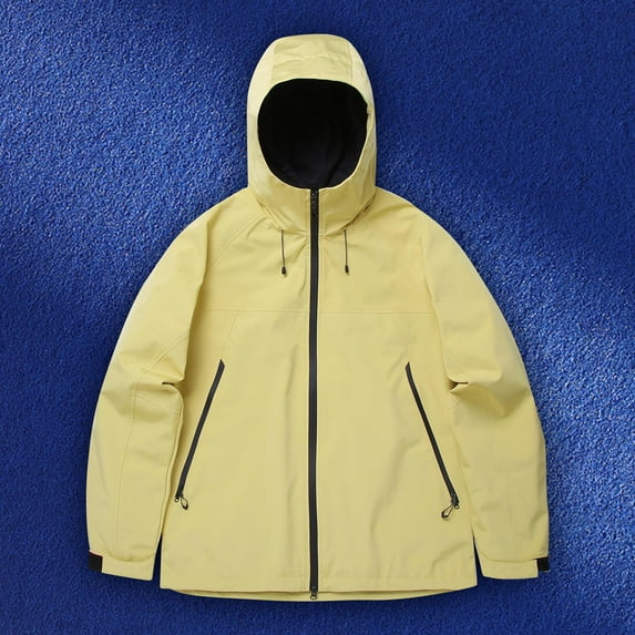 COSFO Solid Jacket for Men Zip Up Hooded Windbreaker with Pockets Hiking Loose Long Sleeve Casual Mens Coats