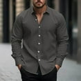 thumbnail image 1 of COSFO Solid Men Shirts Long Sleeve Casual Collared Tops Button Down Regular Shirts, 1 of 5