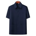 thumbnail image 1 of COSFO Solid Summer Shirts for Men Collared Casual Short Sleeve Button Down Shirts Multi Pockets Loose Men's Tops, 1 of 5