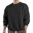 COSFO Solid Sweatshirt for Men Crew Neck Athletic Long Sleeve Black Top ...