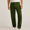 thumbnail image 1 of COSFO Straight Leg Mens Pants Corduroy Casual Solid Green Trousers Zipper Button with Pockets Pants, 1 of 6