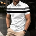 thumbnail image 1 of COSFO Striped Men Polo Shirts Collared Short Sleeve Casual Tops Button Pullover Slim Men's Graphic Tees, 1 of 5