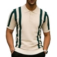 thumbnail image 1 of COSFO Striped Men's Polo Shirts Casual Short Sleeve Knit Shirt Slim Fit Golf Collared Pullover Button Tops, 1 of 5