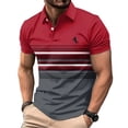 thumbnail image 1 of COSFO Striped Men's Polo Shirts Short Sleeve Mesh Summer Graphic Tees Slim Fit Moisture Wicking Collared Pullover Performance Tops, 1 of 6