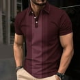 thumbnail image 1 of COSFO Striped Mens Polo Shirt Collared Casual Short Sleeve Pullover Tops Button Loose Graphic Tees, 1 of 5