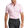 thumbnail image 1 of COSFO Summer Button Up Short Sleeve Shirts for Men Work Shirts Slim Fit Collared Solid Business Casual Tops, 1 of 5