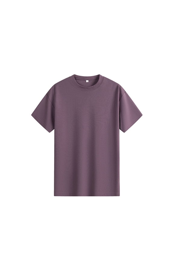 Summer Men Shirts Cotton Short Sleeve Purple Undershirts Workout Slim Fit Crew Neck Casual Pullover Classic T-Shirt