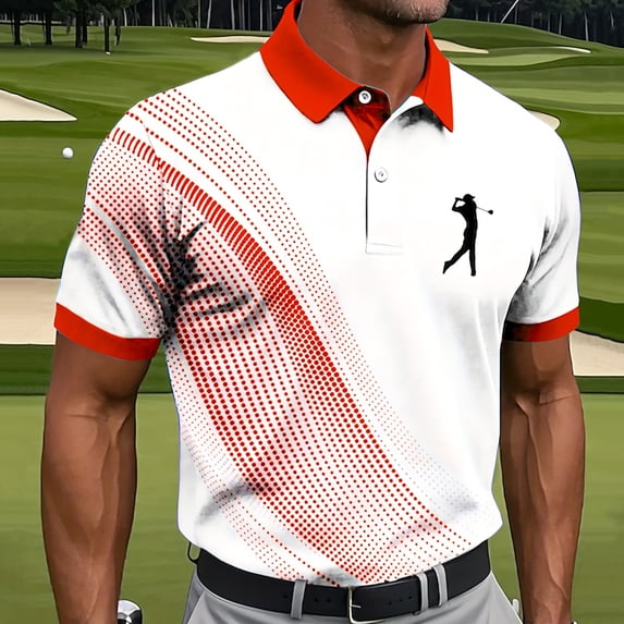 COSFO Summer Mens Golf Polo Shirts Mesh Short Sleeve Graphic Tees Collared Pullover Slim Fit Performance Quick Dry Tops