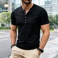 thumbnail image 1 of COSFO Summer Mens Shirts Cotton Henley Short Sleeve Black Classic T-Shirt Workout Slim Fit Pullover Casual Tops, 1 of 9
