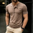 thumbnail image 1 of COSFO Summer Mens Tshirts Henley Short Sleeve Solid Cotton Classic T-Shirt Slim Fit Pullover Casual Workout Tops, 1 of 9