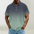 thumbnail image 1 of COSFO Summer Shirts for Men Casual Gradient Short Sleeve Collared Pullover Loose Button Men T Shirts, 1 of 5