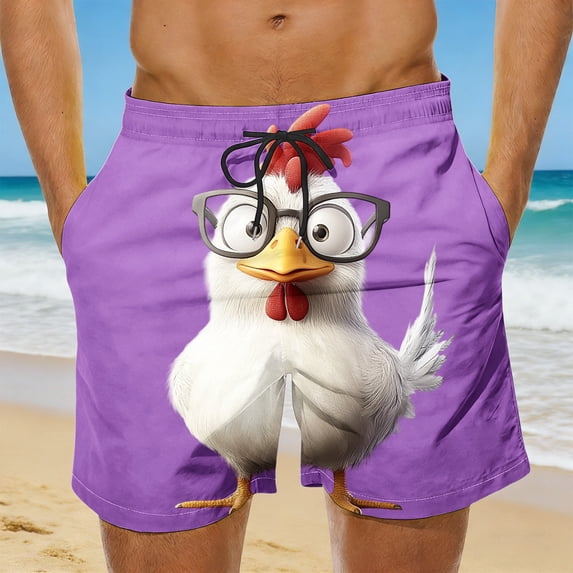 COSFO Summer Swim Trunks Men Beach Casual Funny Animal Print Board Shorts Drawstring Elastic Waist Swimming Quick Dry Relaxed Fit Bathing Suits