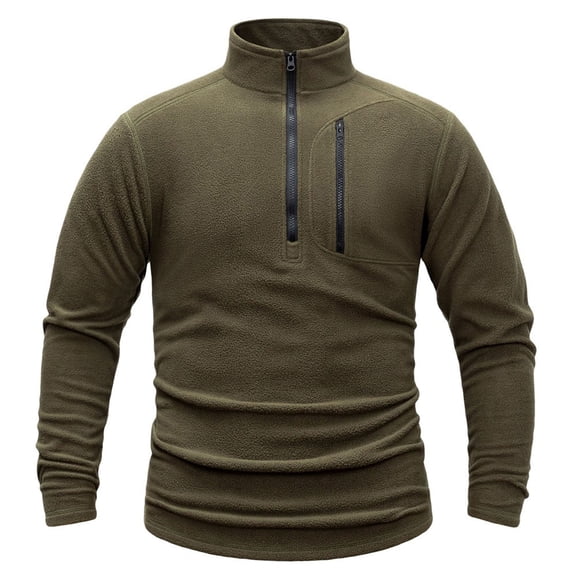 COSFO Sweatshirts for Men Quarter Zip Fleece Green Tops Warm Long Sleeve Mock Neck Loose Fit Mens Shirts
