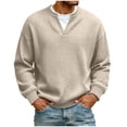 thumbnail image 1 of COSFO T Shirts for Man Fall Solid Waffle Long Sleeve Classic T-Shirt Casual V-Neck Pullover Soft Tops, 1 of 4
