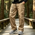 thumbnail image 1 of COSFO Tactical Cargo Pants for Men Waterproof Khaki Hiking Pants Straight Leg Relaxed Fit 6 Pockets Work Drawstring Men's Pants, 1 of 7