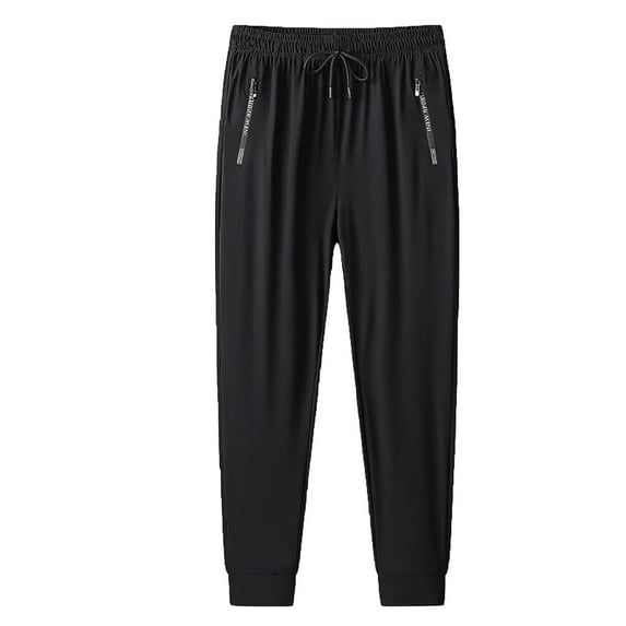 COSFO Taper Sweatpants for Men Baggy Full Black Joggers Athleisure Solid Elastic Waist Drawstring Men Pants