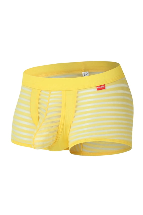 Transparent Men's Underwear Boxer Brief Breathable Striped Underwear Ice Silk Support Pouch Classic Fit Men Underwear