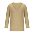 thumbnail image 1 of COSFO V-Neck Men Shirt Casual Brown Long Sleeve Pullover Solid Oversized Tshirts for Men, 1 of 4
