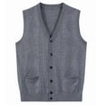 thumbnail image 1 of COSFO V Neck Mens Sweater Vest Cardigan Solid Casual Tops Long Sleeve Button Down Loose Sweater Vests, 1 of 2