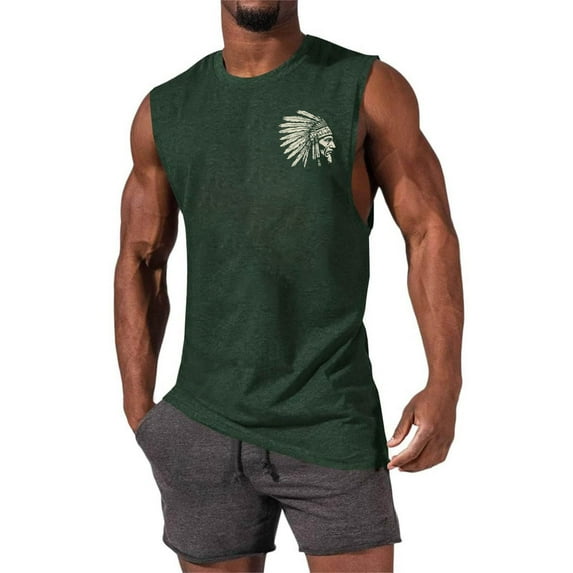 COSFO Vintage Mens Tank Tops Summer Workout Muscle Casual Shirts Graphic Crew Neck Loose Sleeveless Lightweight Tank Tops