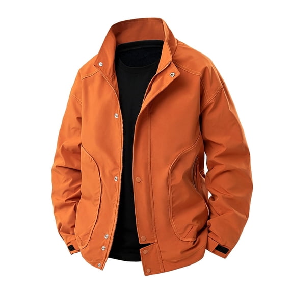 COSFO Waterproof Mens Bomber Jackets Lightweight Solid Color Zip up Windbreaker Jackets Stand Colla Long Sleeve Hiking Casual Mens Coats