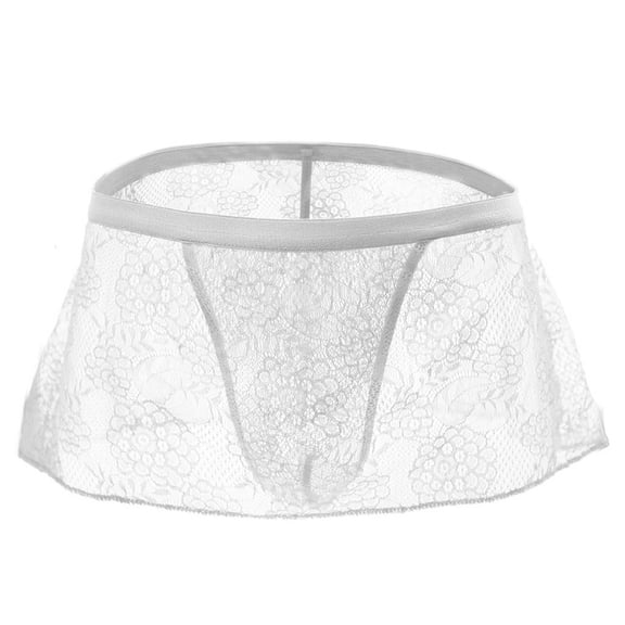 COSFO White Boxers Briefs for Men Lace with Support Trunks Mesh Regular Fit Breathable Mens Underwear