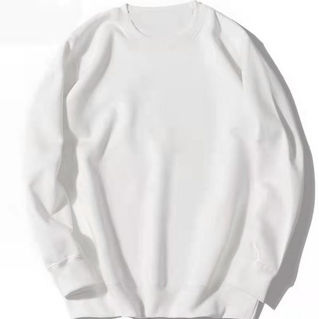 COSFO White Men's Sweatshirts Athletic Crew Neck Long Sleeve Solid Top Relaxed Fit Pullover Workout Sweatshirts