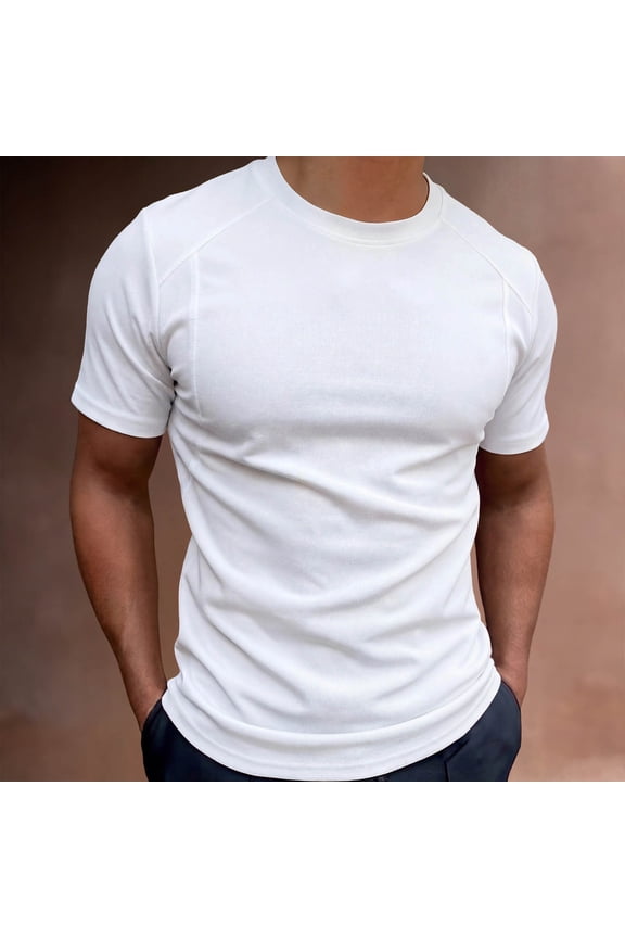 White T Shirts for Man Basic Short Sleeve Workout Undershirts Loose Fit Crew Neck Comfort Pullover Tops