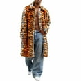 thumbnail image 1 of COSFO Winter Coat Men Faux Fur Leopard Print Long Open Front Overcoat Collar Long Sleeve Warm Men Jacket, 1 of 8