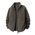 thumbnail image 1 of COSFO Winter Jacket Men Fleece Brown Zip Up Outwear Long Sleeve Stand Colla Thick Outdoor Mens Coat, 1 of 5