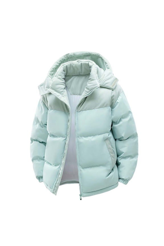 Winter Men Puffer Jacket Lightweight Solid Color with Hood Fleece Jackets Windbreaker Zip up Warm Long Sleeve Mens Coats