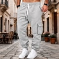 thumbnail image 1 of COSFO Work Cargo Pants for Men Stretch Pockets Sweatpants Relaxed Fit Drawstring Jogger Solid Pants for Men, 1 of 8