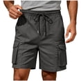 thumbnail image 1 of COSFO Work Cargo Shorts for Men Casual Solid Shorts with Multi Pockets Relaxed Fit Drawstring Solid Elastic Waist Shorts, 1 of 6