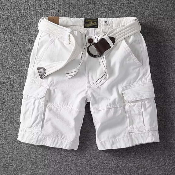 COSFO Work Cargo Shorts for Men Relaxed Fit White Casual Shorts Outdoor Multi Pockets Shorts