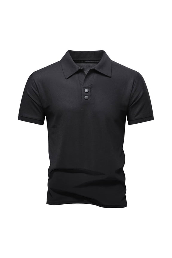 Work Mens Golf Polo Shirts Casual Short Sleeve Black Shirt Pullover Loose Fit Collared Business Tops