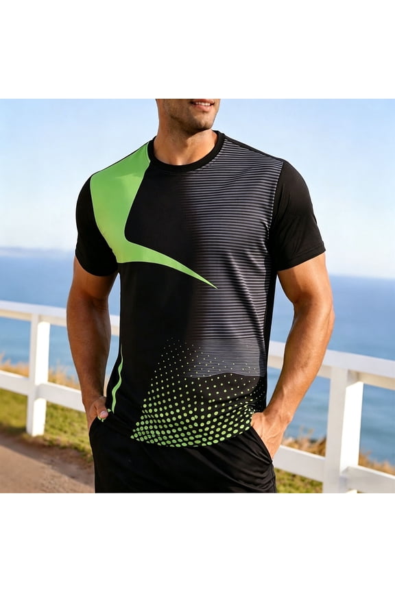 Casual T Shirts for Man Short Sleeve Workout Graphic Graphic Tees Relaxed Fit Crew Neck Summer Pullover Moisture Wicking Tops