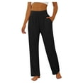 thumbnail image 1 of COSFO Yoga Sweatpants for Women High Waisted Solid Black Casual Wide Leg Pants Loose Workout Pants, 1 of 7